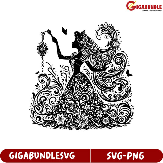 Elegant Floral Silhouette Design SVG for Instant Download Decor Projects