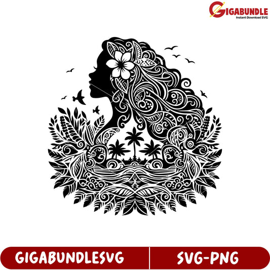 Elegant Floral Silhouette Design for SVG Product Downloads Beautiful Art