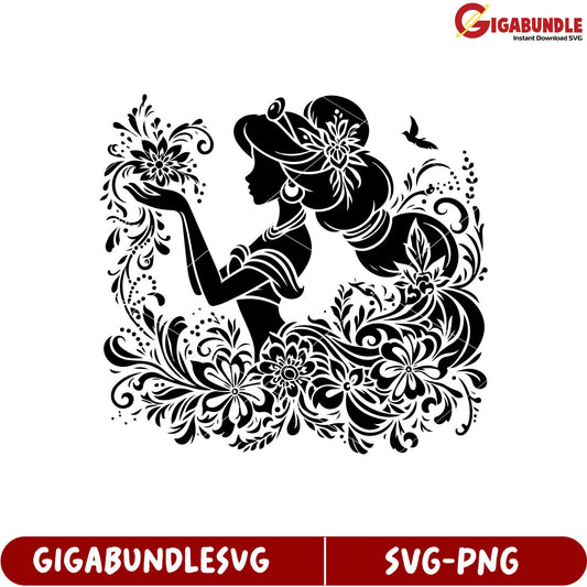 Elegant Floral Silhouette Design in SVG Format for Creative Projects