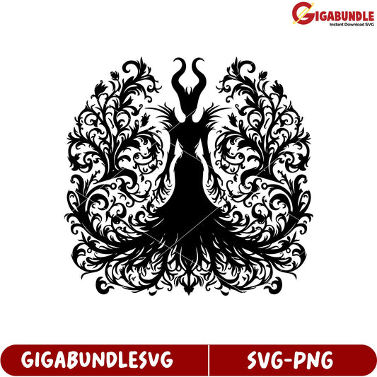 Elegant Floral Silhouette Dress SVG for Creative Design Projects