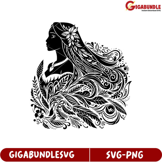 Elegant Floral Silhouette SVG Design for Creative Projects and Crafts