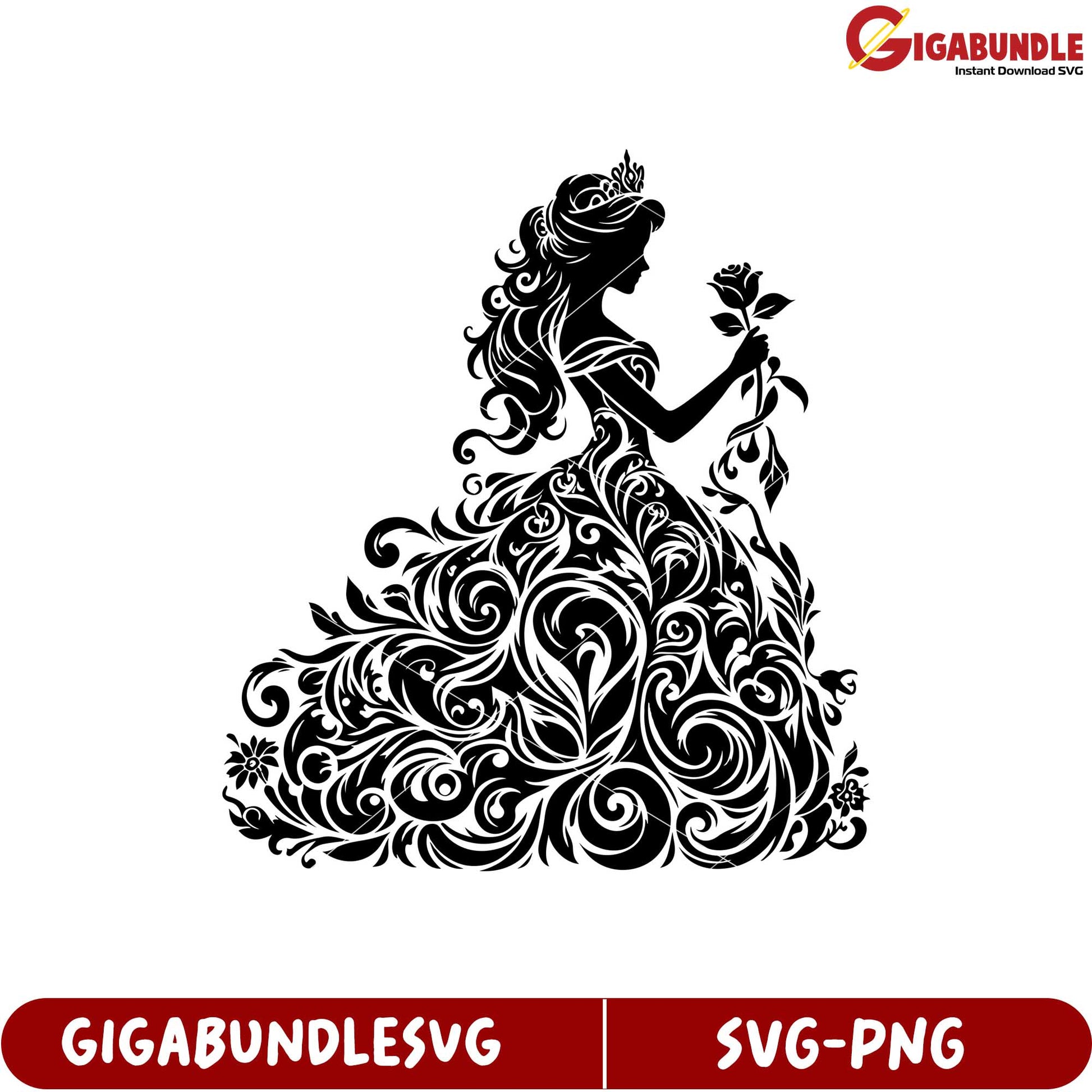 Elegant Floral Silhouette SVG for Creative Crafting and Design Use