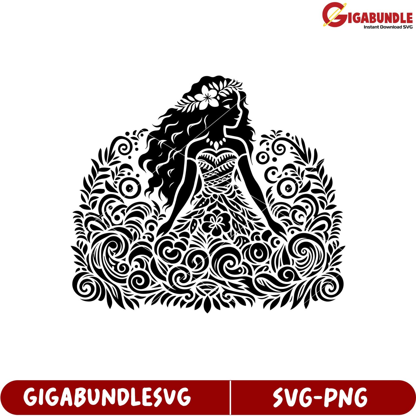 Elegant Floral Woman Silhouette SVG Design for Craft Projects