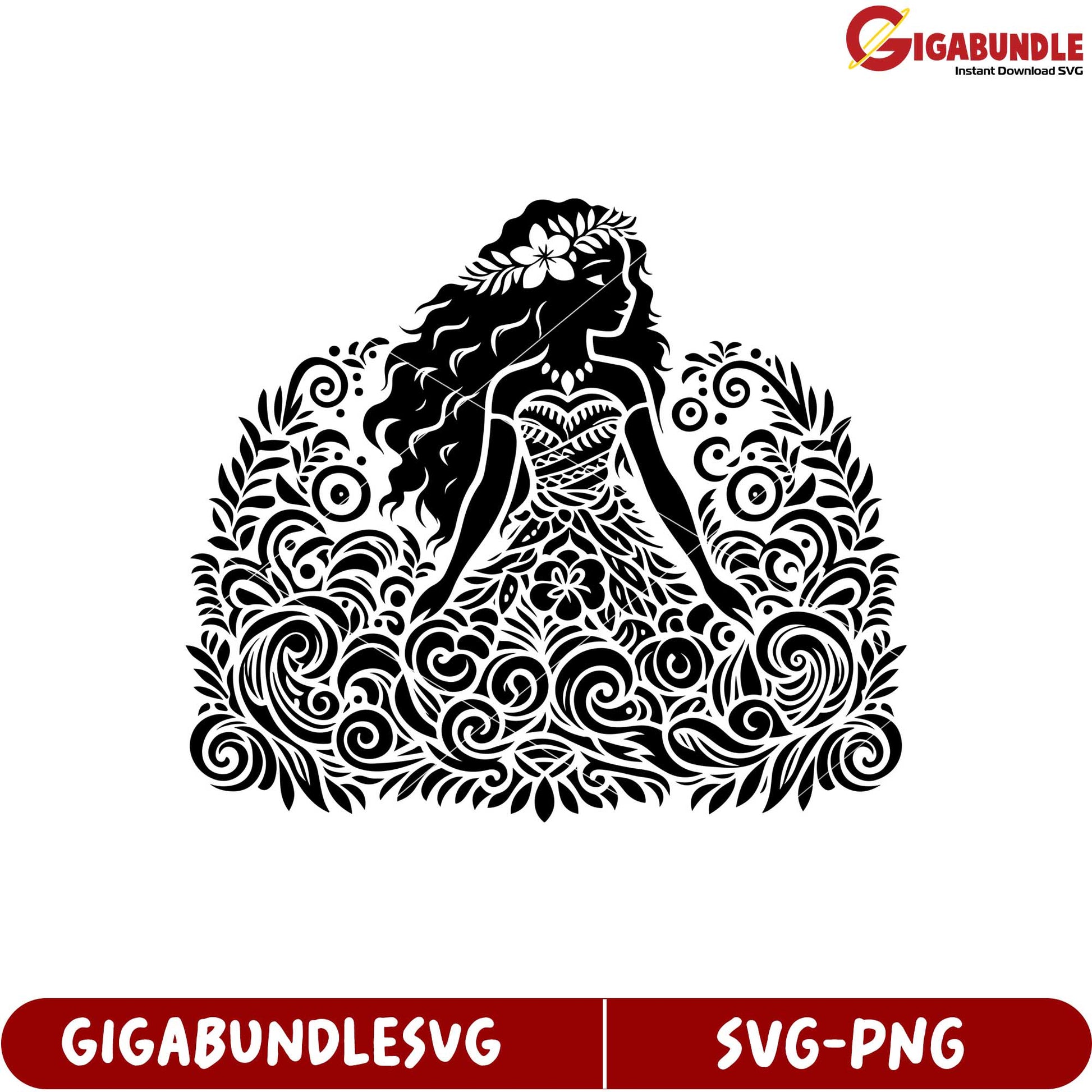 Elegant Floral Woman Silhouette SVG Design for Craft Projects