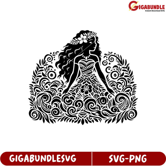 Elegant Floral Woman Silhouette SVG Design for Craft Projects