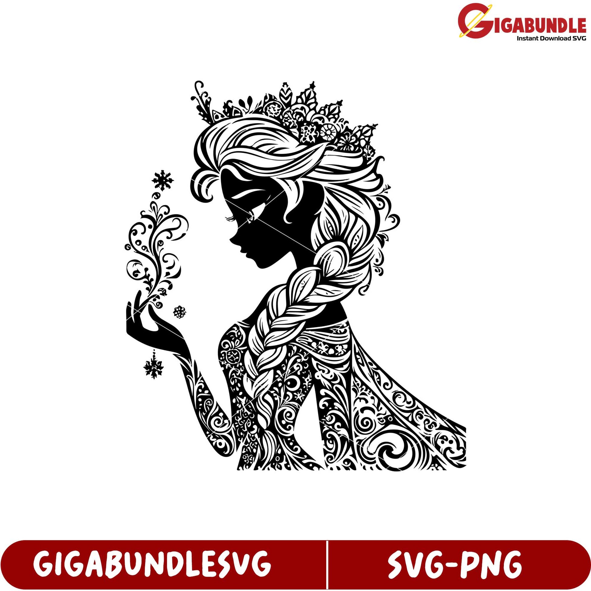 Elegant Frozen Queen Silhouette SVG Design for Crafts and Projects