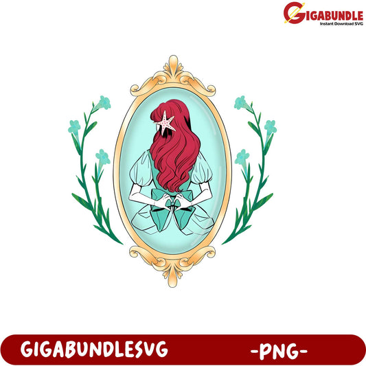 Elegant Mermaid Illustration in Decorative Frame for Design Use PNG
