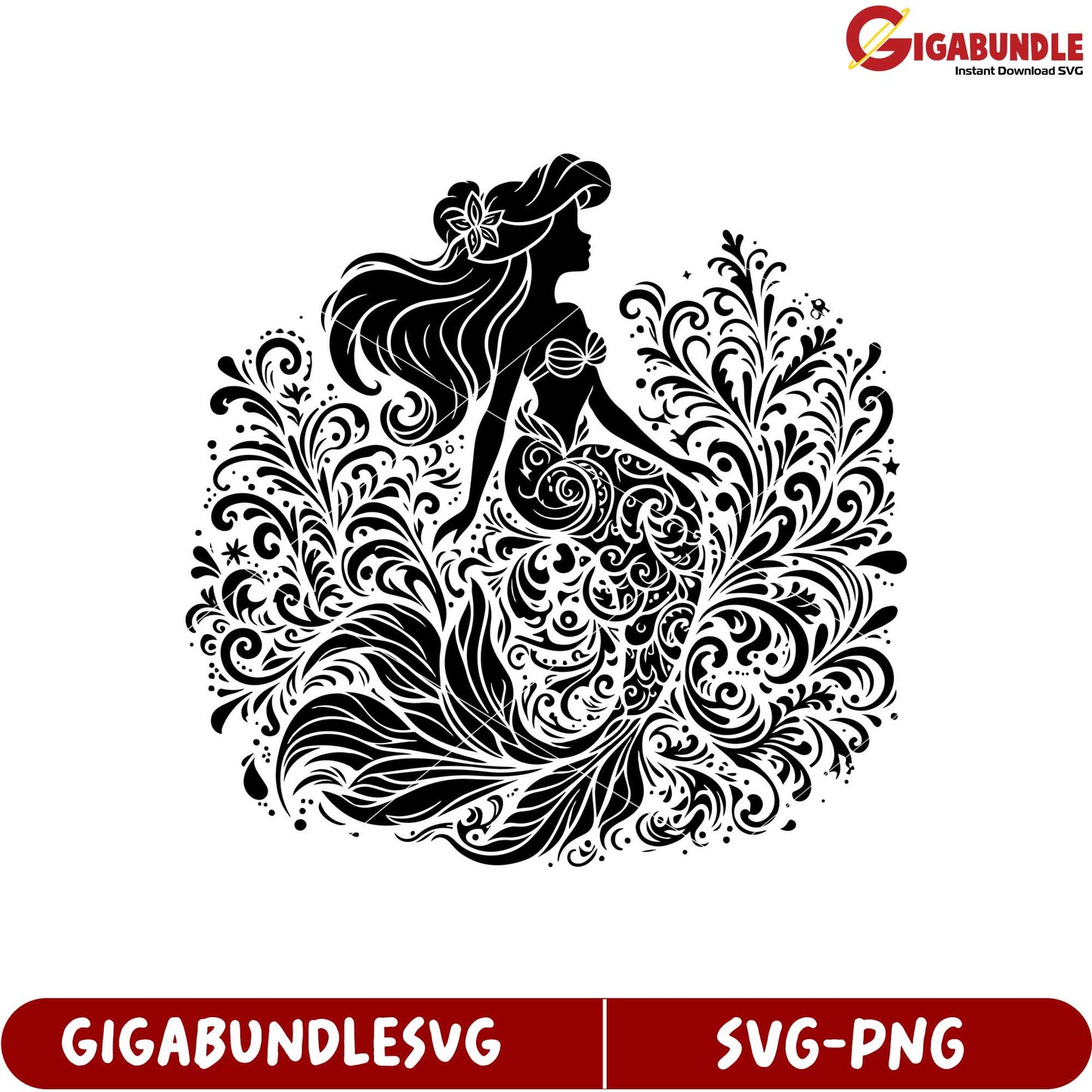 Elegant Mermaid Silhouette SVG Design for Creative Projects Online