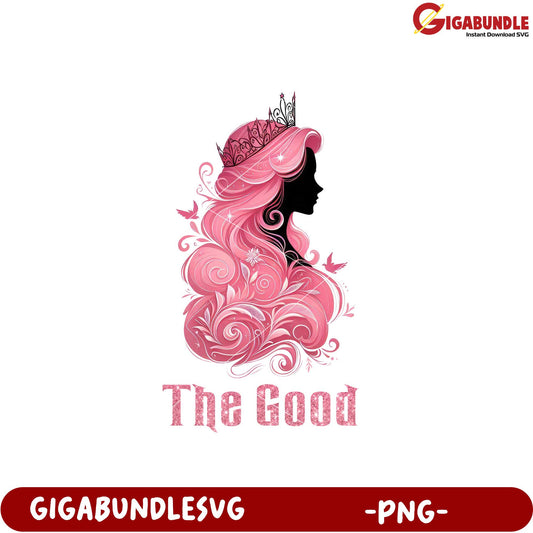 Elegant Pink Princess Silhouette PNG Graphic Design