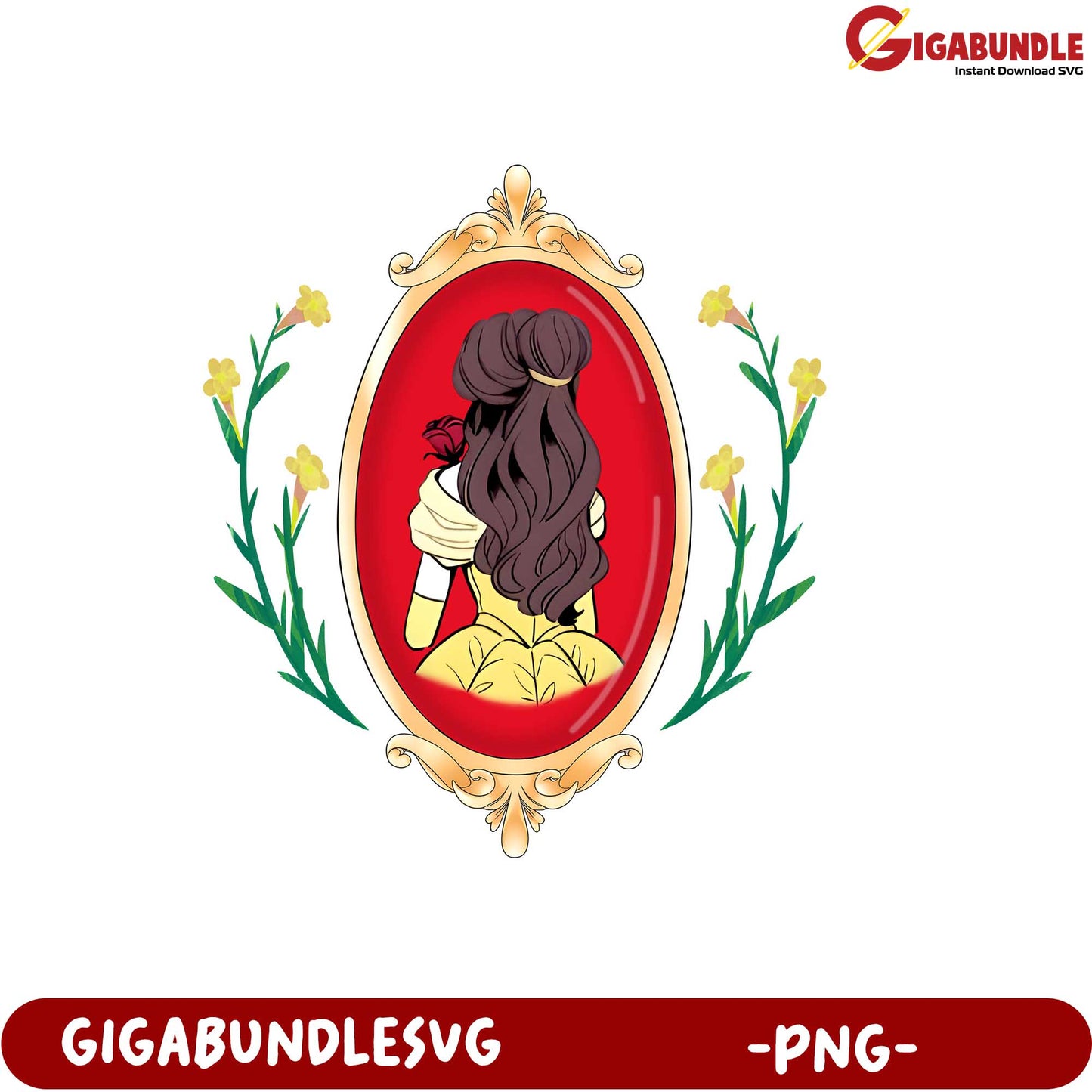 Elegant Princess Back View Design PNG for Creative Projects