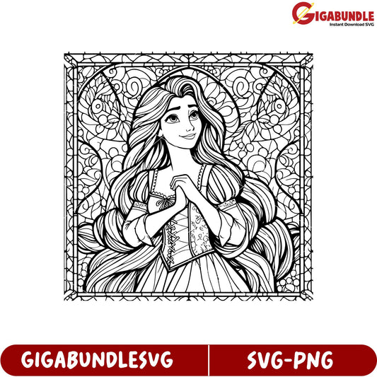 Elegant Princess Coloring Page for Creative Art Enthusiasts SVG Format