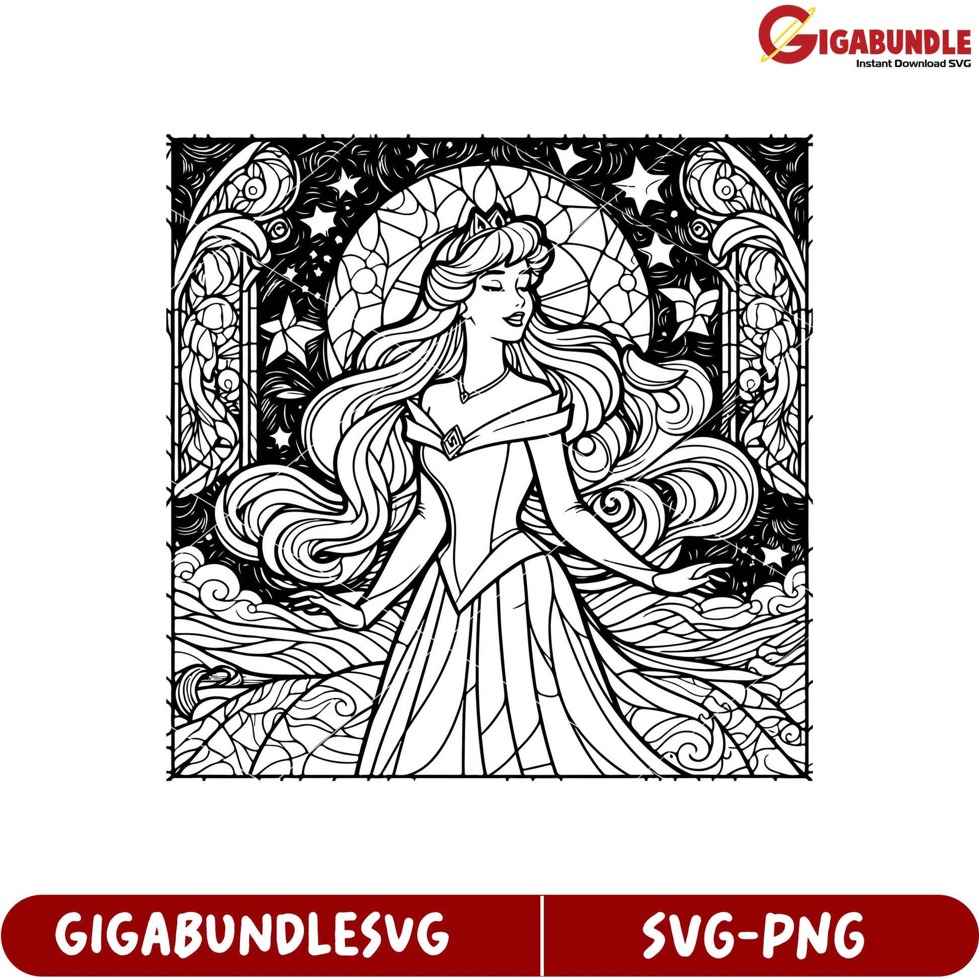 Elegant Princess Coloring Page in SVG Format for Creative Projects