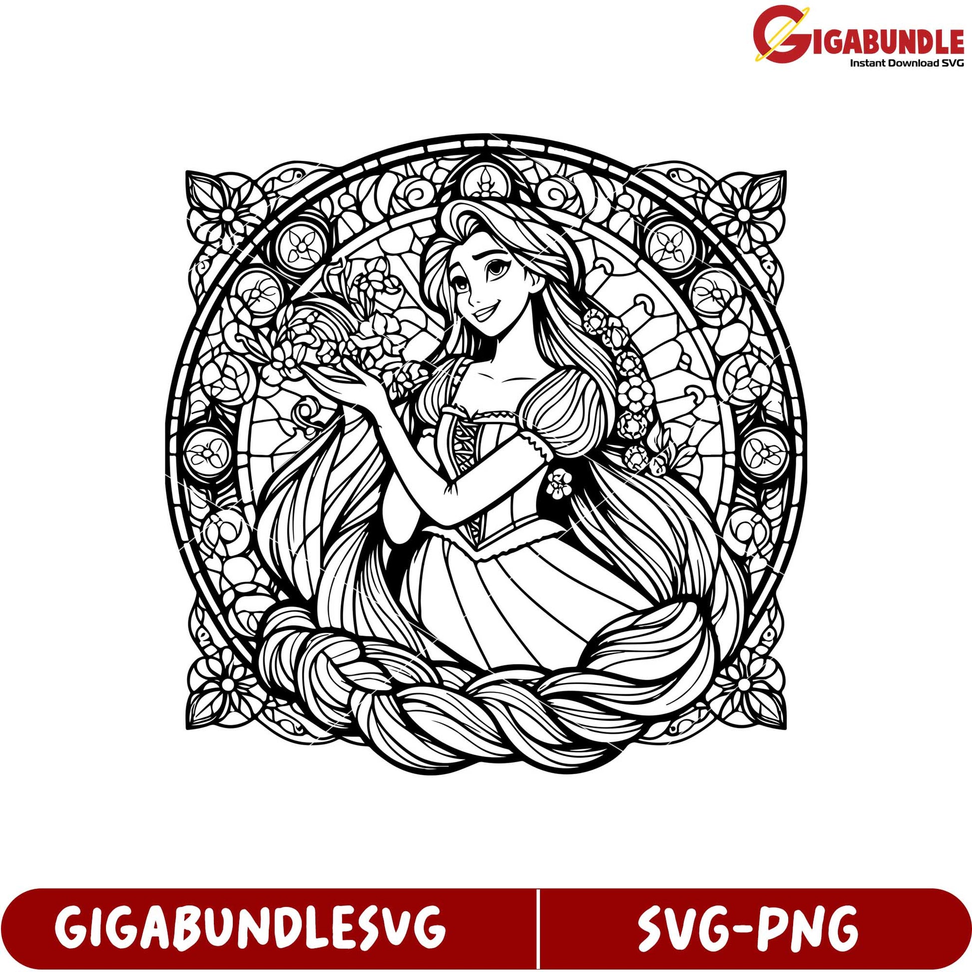 Elegant Princess Holding Flowers SVG Design for Creative Projects