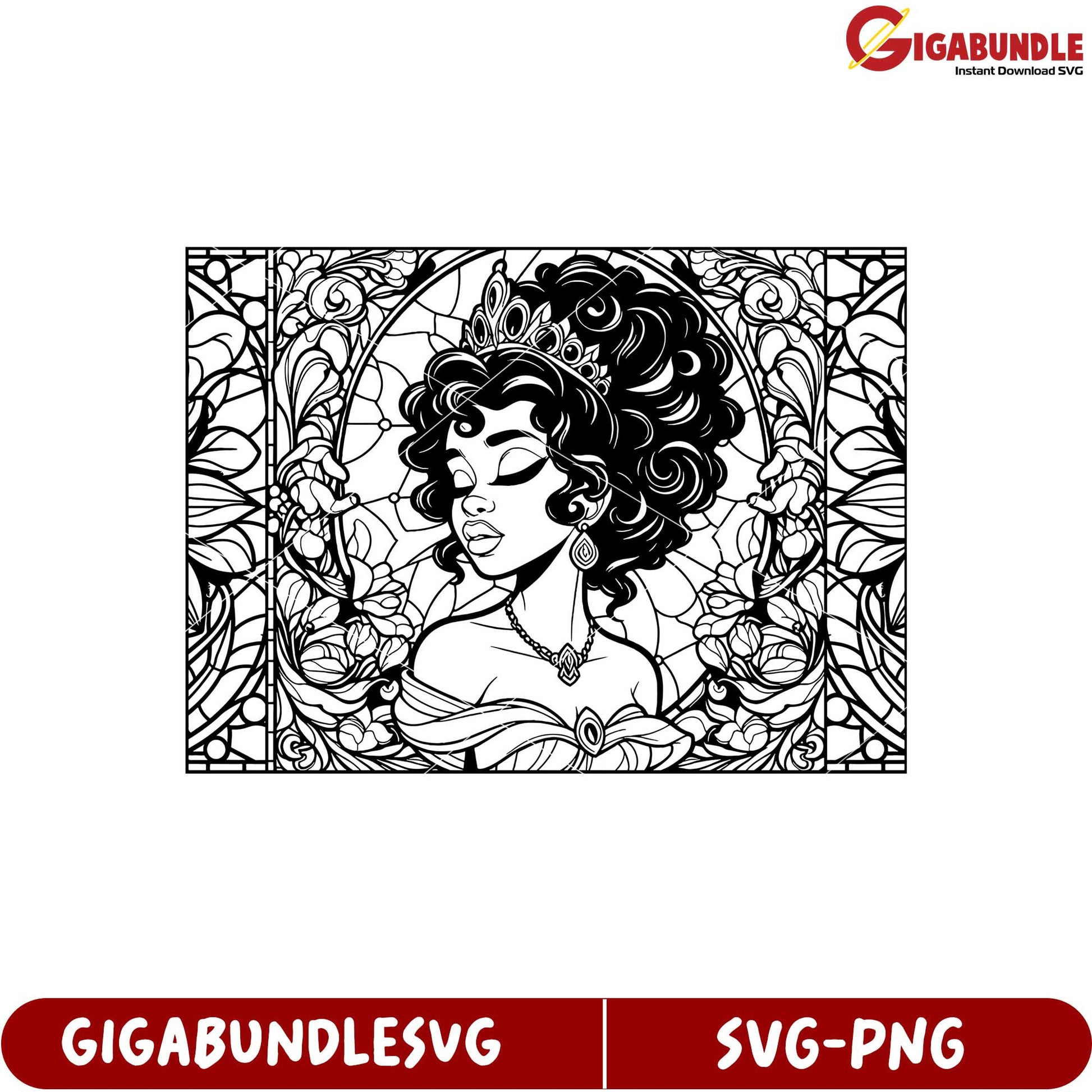 Elegant Princess Portrait in SVG Format for Floral Design Projects