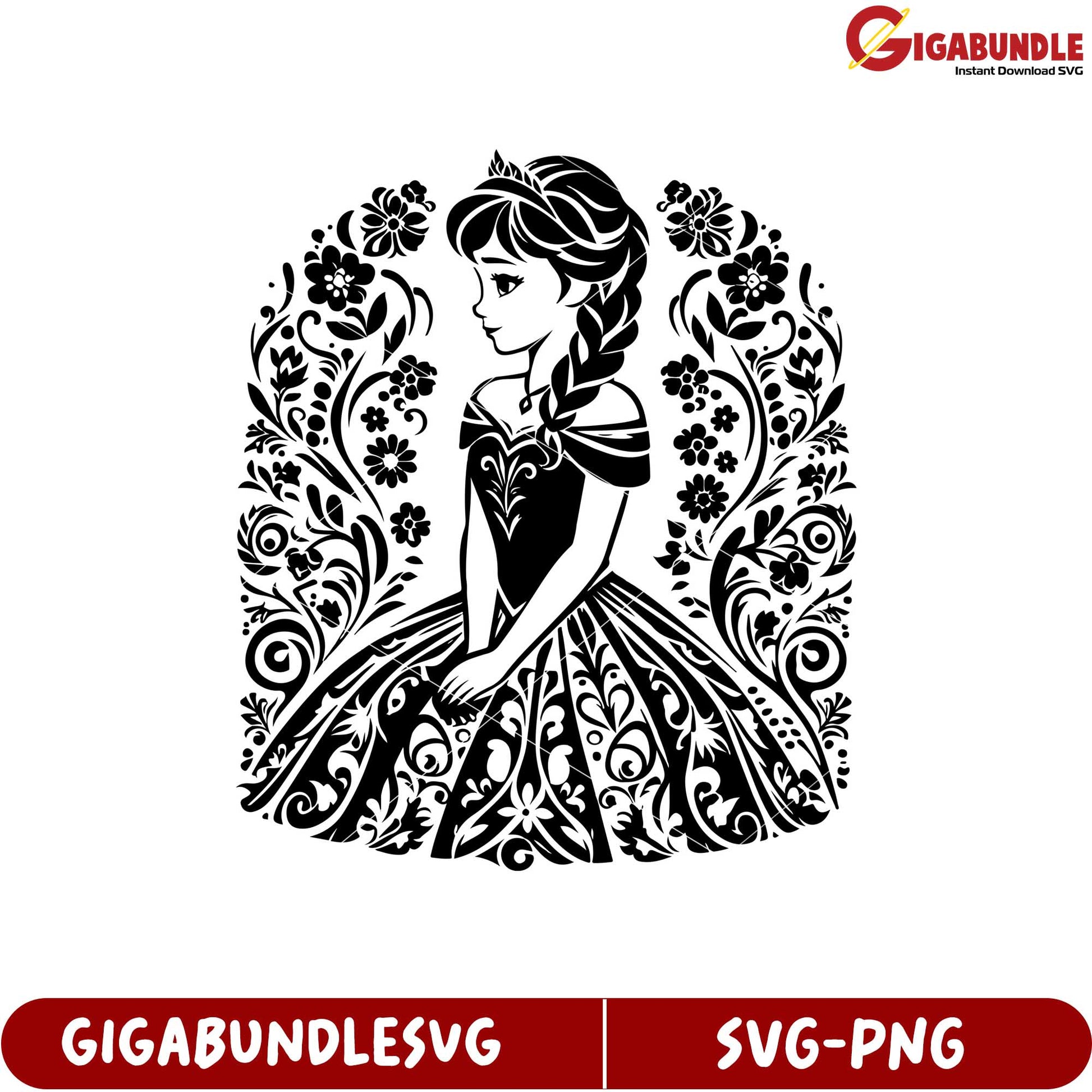Elegant Princess Silhouette SVG Design for Creative Projects