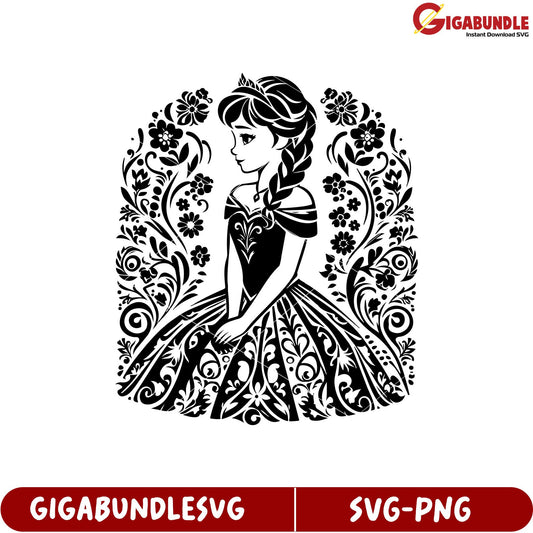 Elegant Princess Silhouette SVG Design for Creative Projects