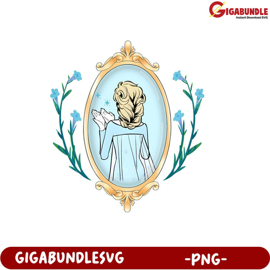 Elegant Princess in Mirror PNG Graphic for Creative Projects