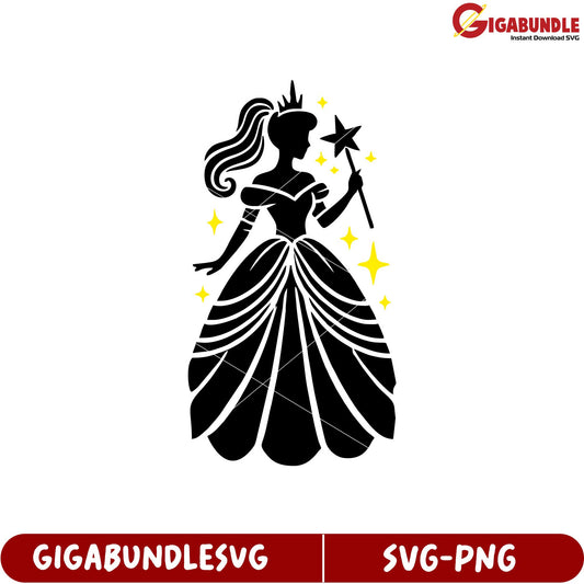 Elegant Princess with Wand SVG Design for Crafting and Decor