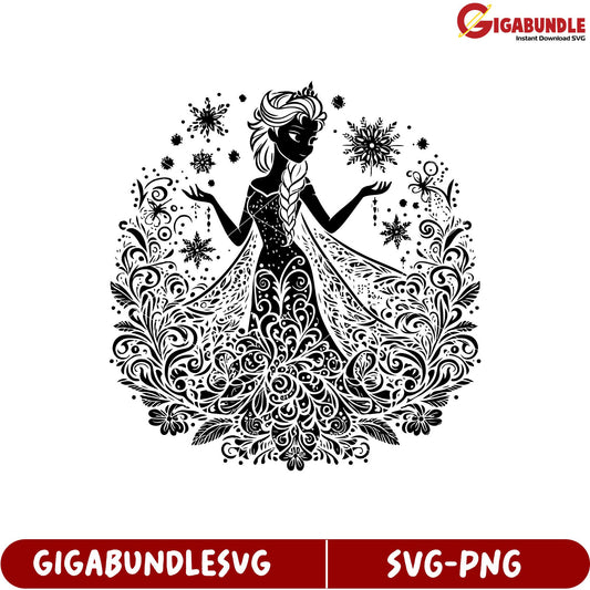 Elegant Snow Queen SVG Design for Crafting and Decoration Projects