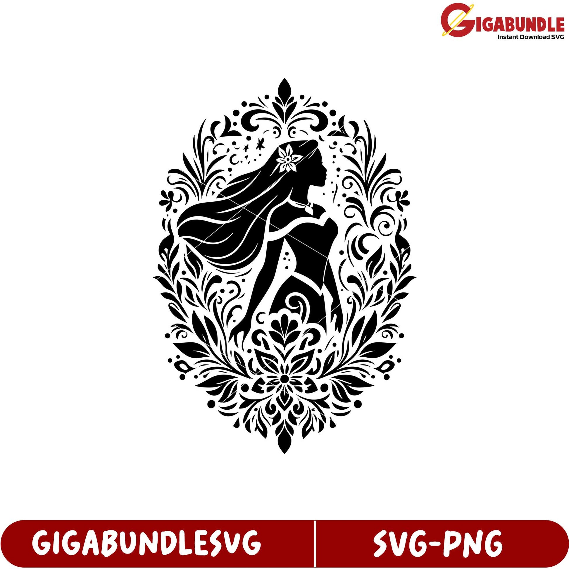 Elegant Woman Silhouette Floral Design SVG Download for Crafting Use