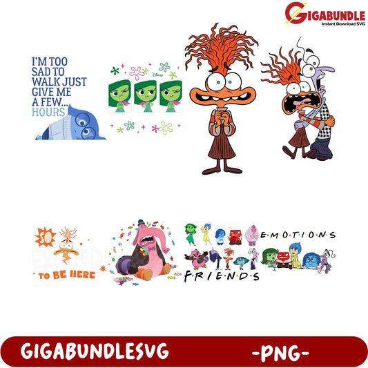 Emotional Cartoon Characters PNG Bundle - Instant Download SVG