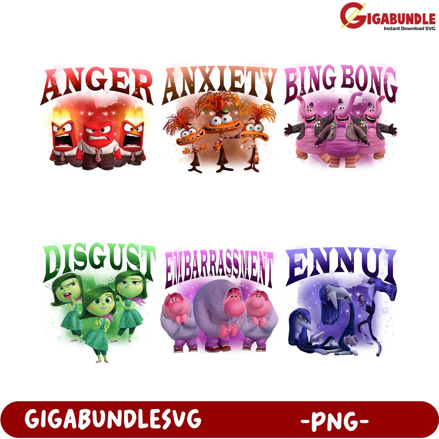 Emotional Characters PNG Bundle Anger, Anxiety, Disgust & More