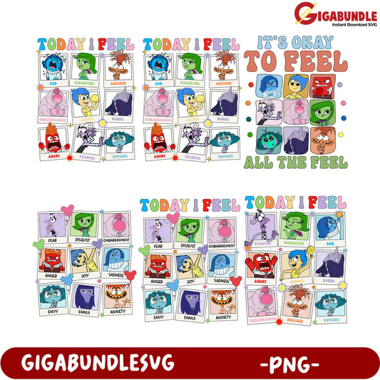 Emotional Feelings PNG Bundle - Today I Feel Graphic Designs