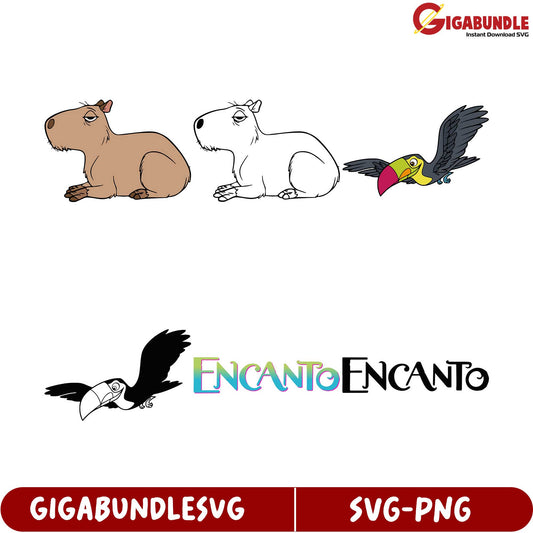 Encanto Animals SVG Bundle - Capybara and Toucan Designs