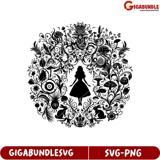 Enchanting Alice in Wonderland Floral SVG Design for Creative Projects