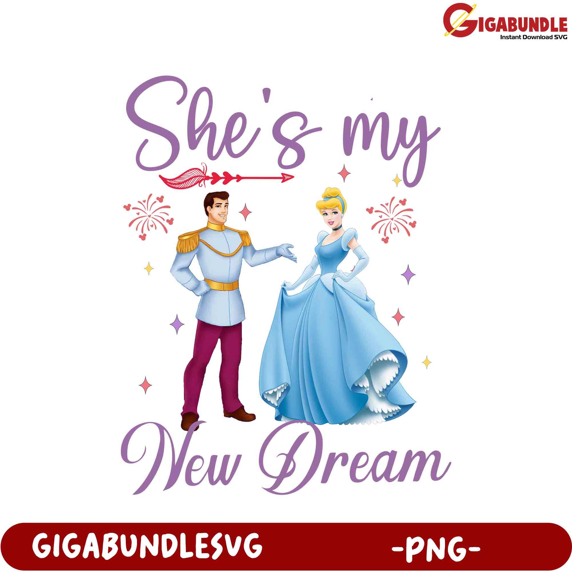 Enchanting Cinderella PNG 'She's My New Dream' Art Design Download