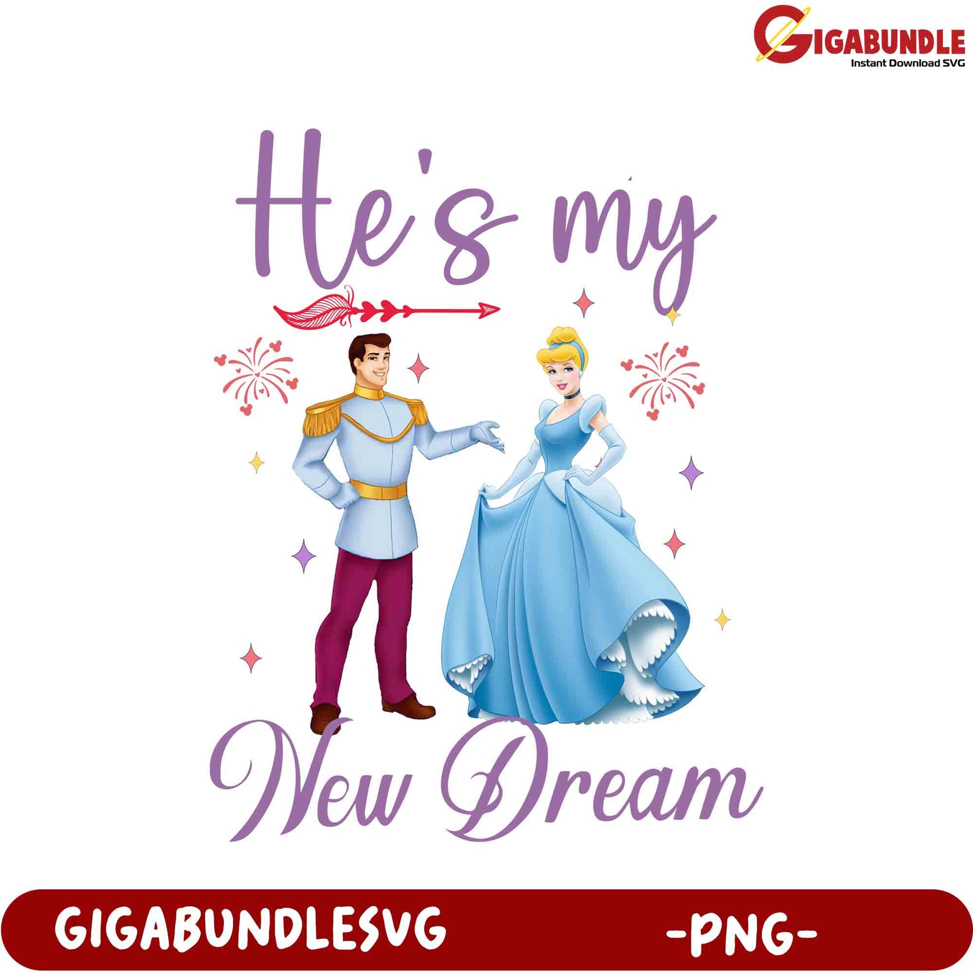 Enchanting Cinderella and Prince Charming PNG Design for Dreamers