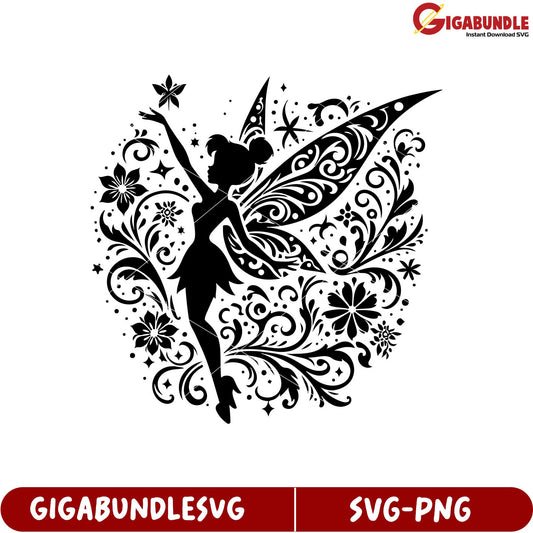 Enchanting Fairy SVG Design with Decorative Floral Elements Download