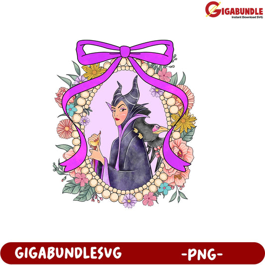 Enchanting Maleficent Flower Frame PNG Design for Creative Projects