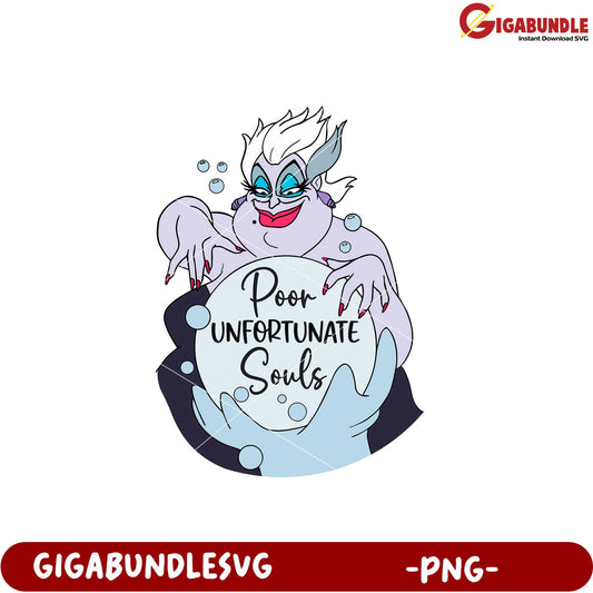 Enchanting PNG Design of Poor Unfortunate Souls Theme