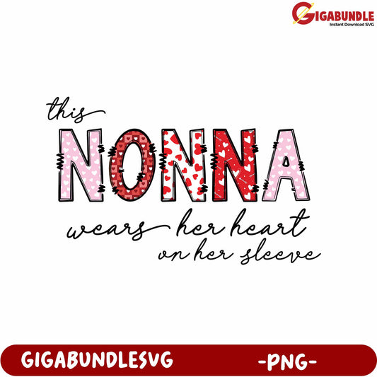 Endearing Nonna Wears Her Heart on Sleeve PNG Design Download