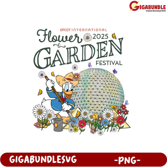 Epcot Flower Garden Festival 2025 Donald Duck Art PNG