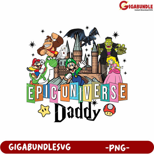 Epic universal daddy png, family adventure png, universal studio png