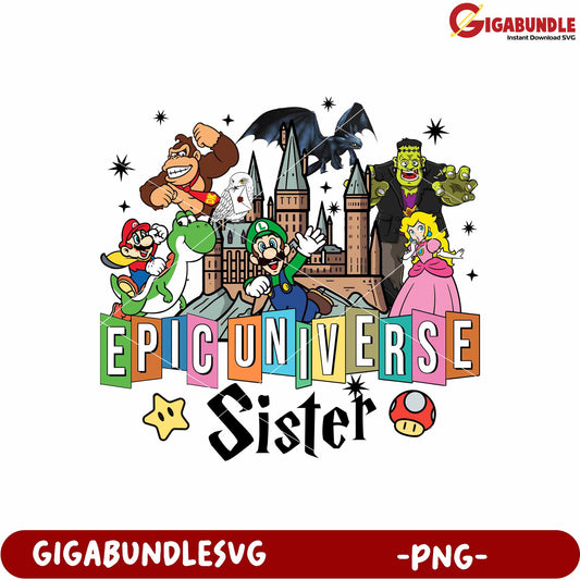 Epic universal sister png, family adventure png, universal studio png
