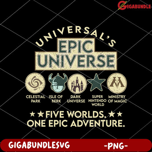 Epic universe five worlds one epic adventure png, epic adventure png