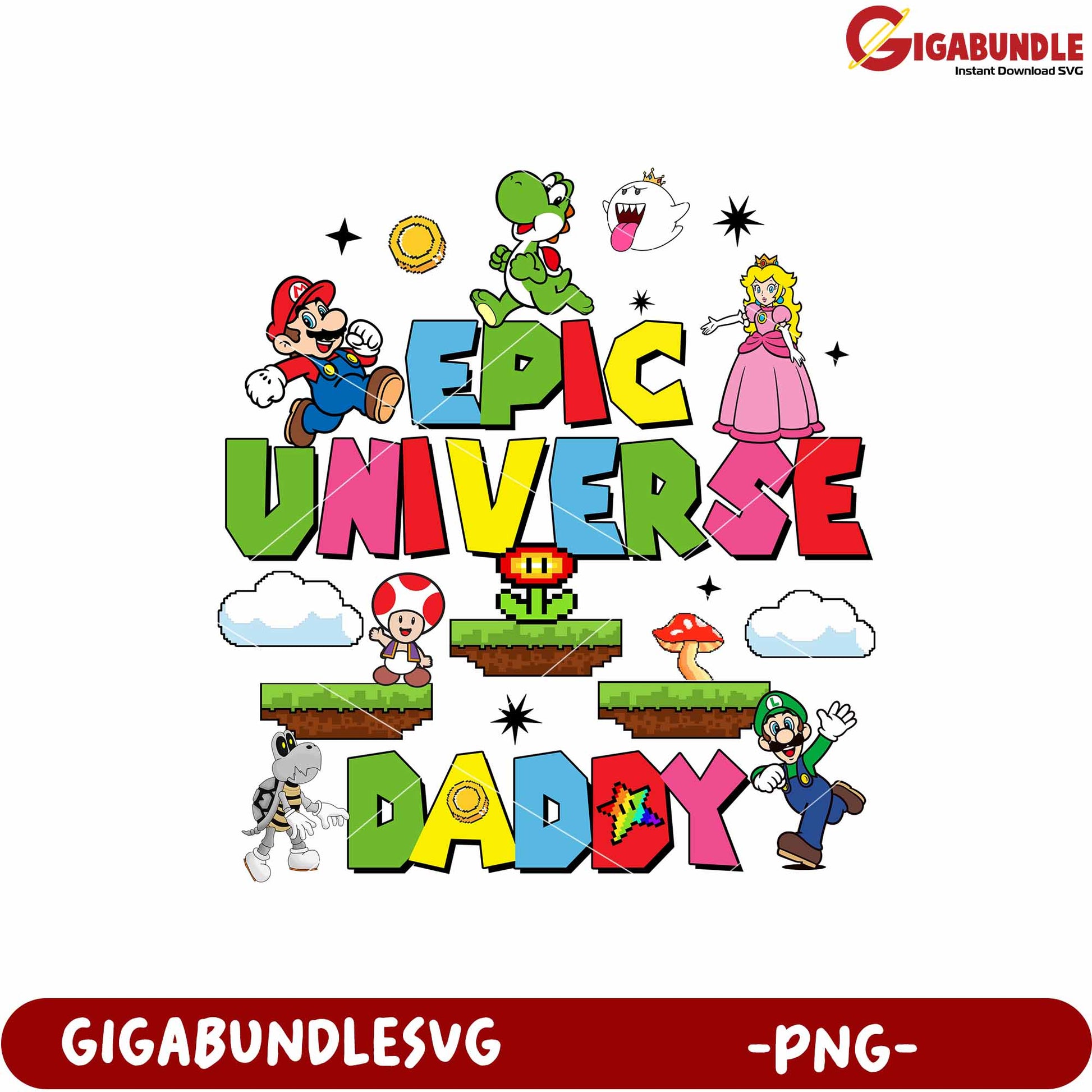 Epic universe mario daddy png, mario png, super nintendo world png