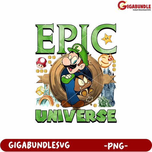Epic universe mario luigi png, epic universe png, luigi theme park png