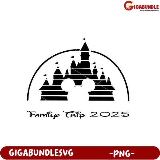 Family Trip 2025 Castle Design PNG Downloadable Image