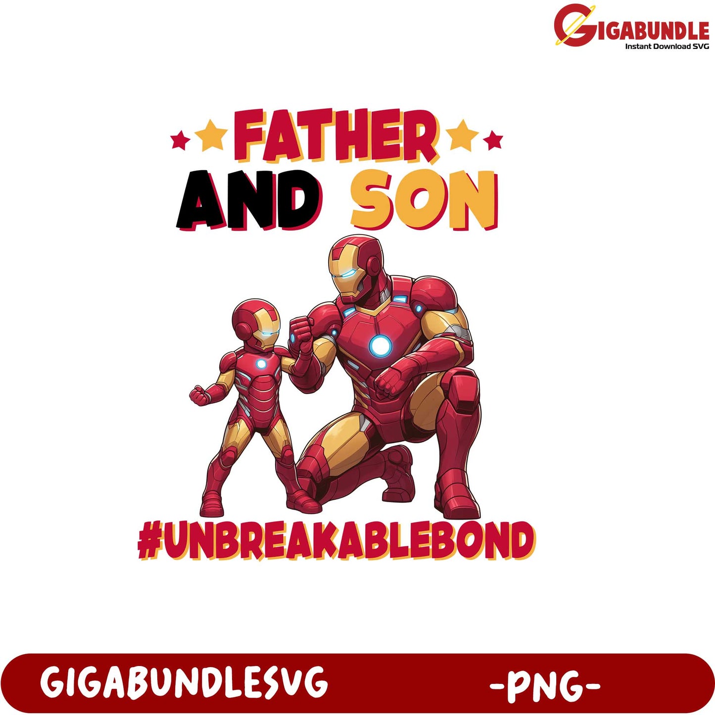Father and Son Superhero Design Unbreakable Bond PNG File Download