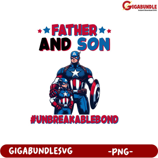 Father and Son Superhero Graphic Unbreakable Bond PNG Download