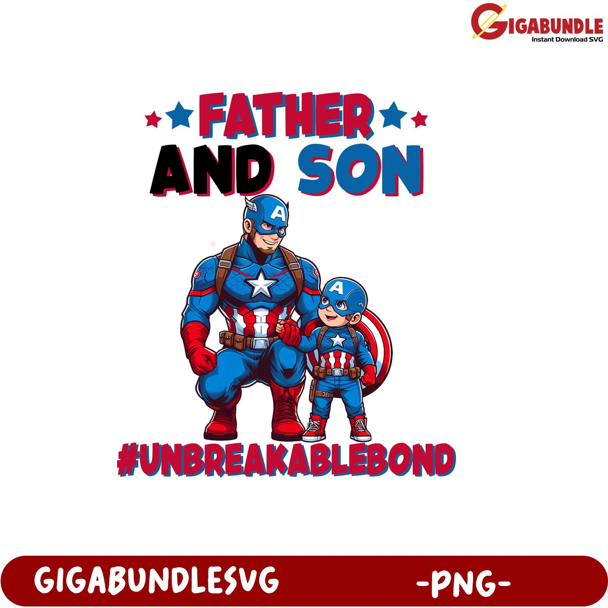 Father and Son Superheroes Design Unbreakable Bond PNG Download