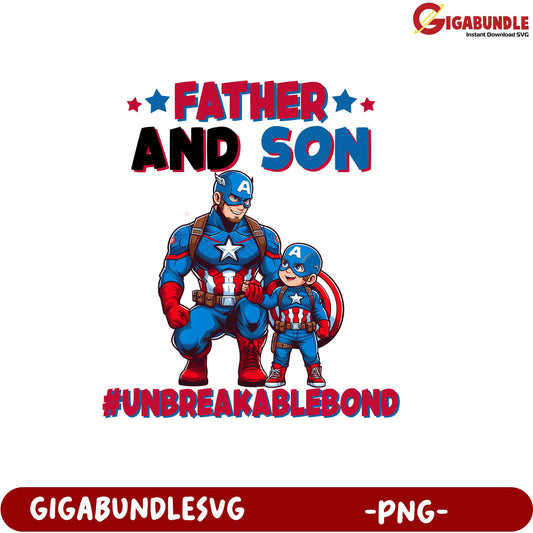 Father and Son Superheroes Design Unbreakable Bond PNG Download