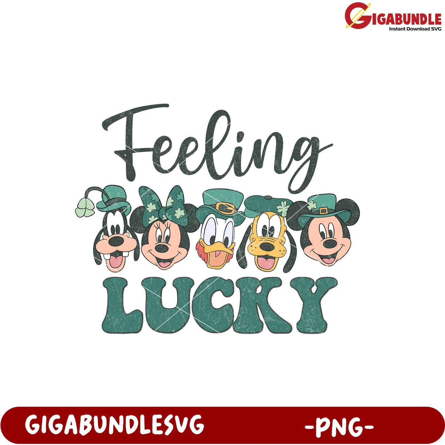 Feeling Lucky Disney Friends St Patrick's Day PNG Design