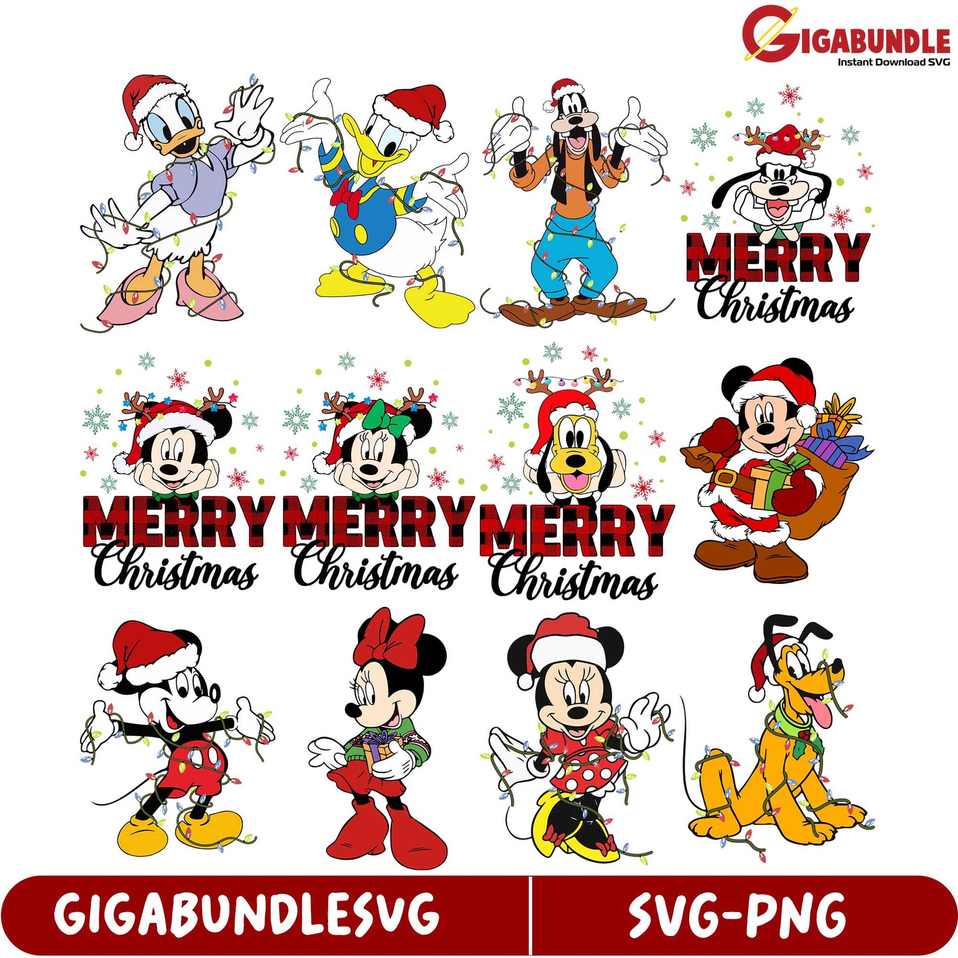 Festive Disney Christmas SVG Bundle Mickey, Minnie & Friends
