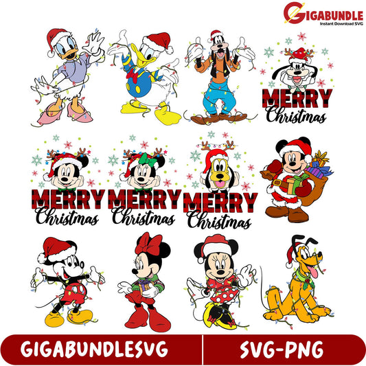 Festive Disney Christmas SVG Bundle Mickey, Minnie & Friends