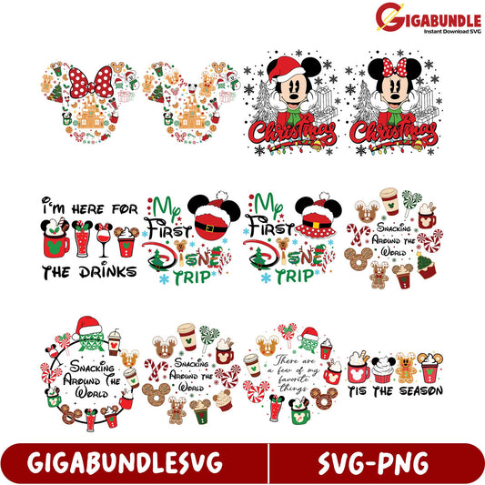 Festive Disney SVG Bundle Christmas Mickey and Friends Designs